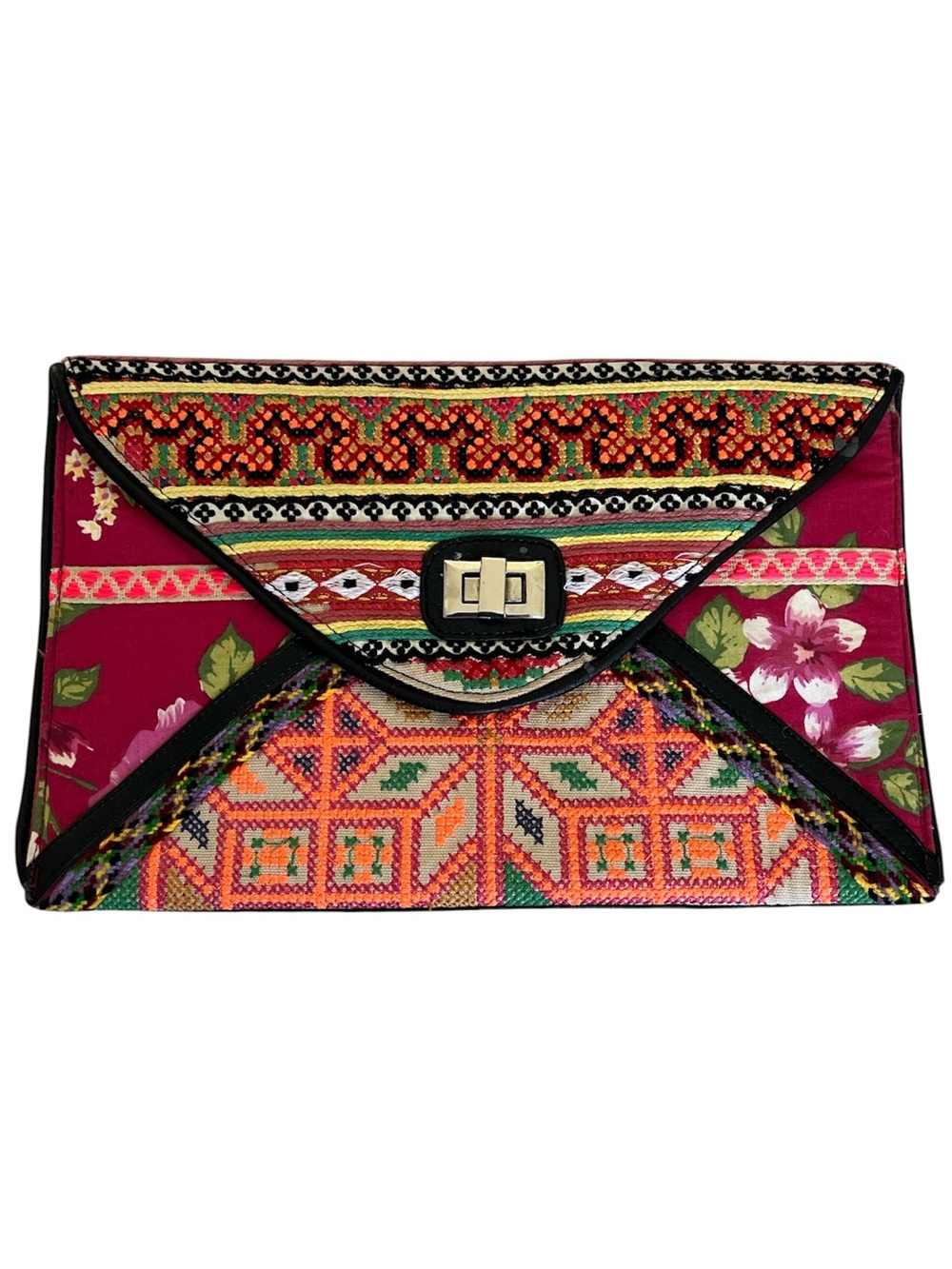 Embroidered Boho Envelope Clutch - Multi-Color